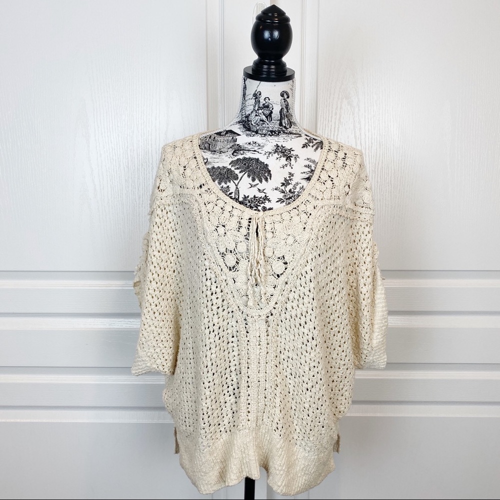 Anthropologie Rosie Neira Crochet Cream Top